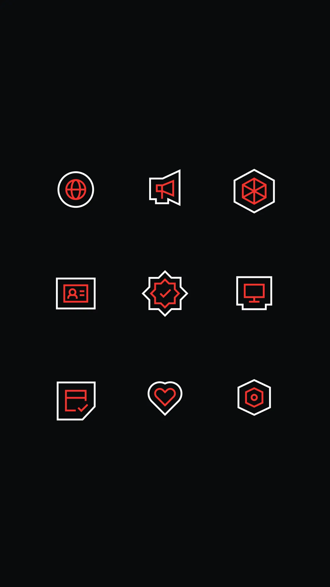 Case Beer and Code: 9 icones vermelhos com contorno em branco